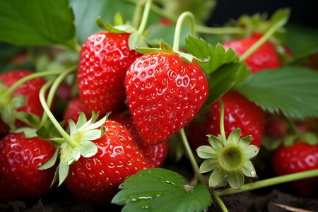 夏天多汁的草莓图片