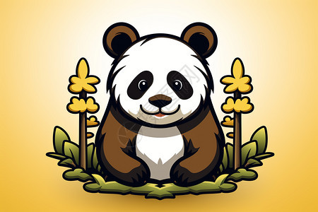 熊猫的线性画背景图片