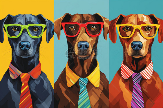 戴眼镜打领带的狗图片