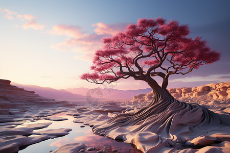 粉彩色调的树木图片