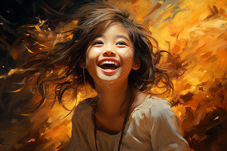 笑容满面的小女孩图片