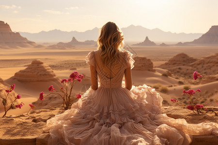 沙漠里的女子图片