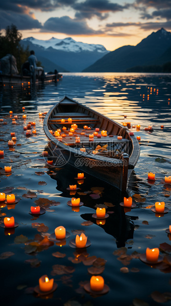 生日蜡烛在船上图片