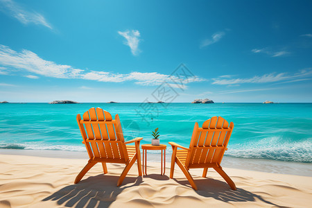 海滩上的座椅高清图片