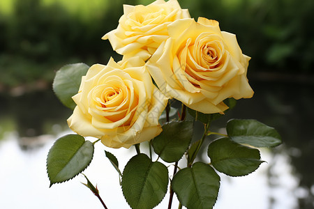一朵黄色玫瑰花花园的玫瑰花背景