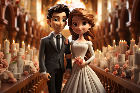 幸福的婚礼3D特写插图图片