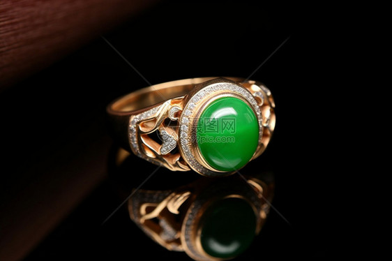 绿色的翡翠戒指图片