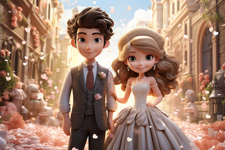 浪漫的婚礼3D插图图片