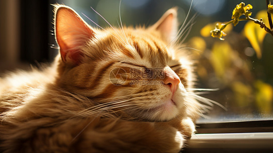 躺在窗台上的小猫图片