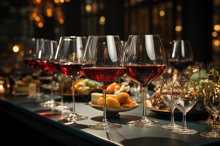 桌上的红色葡萄酒图片