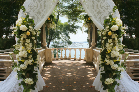 浪漫湖畔婚礼图片