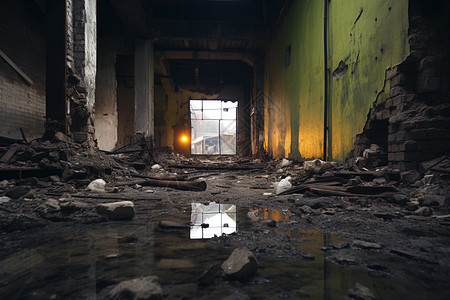 破旧废弃的工业仓库图片