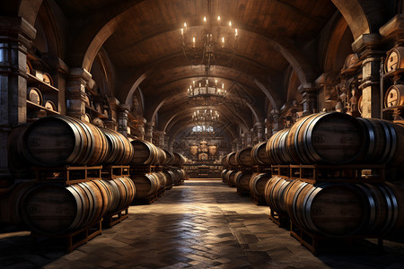 工业红酒酿造的酒窖图片