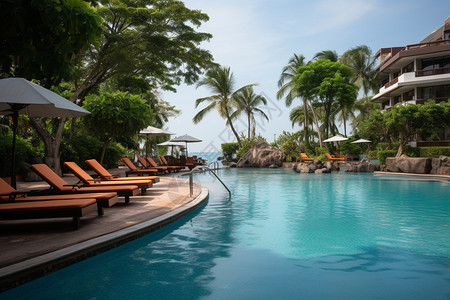 海景泳池带泳池的豪华度假别墅背景