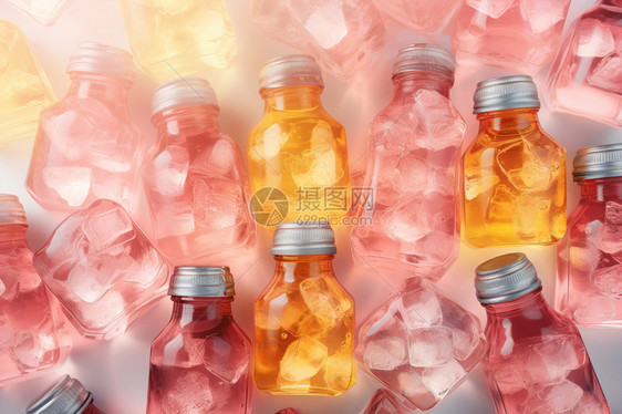 透明的冰镇玻璃瓶图片