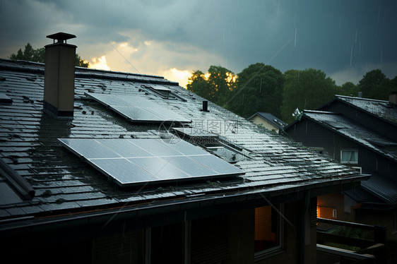 房屋屋顶的太阳能电伏板图片