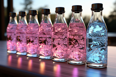 粉色冰晶玻璃瓶图片