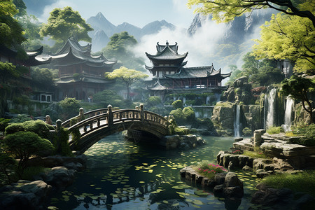 中国园林画作图片