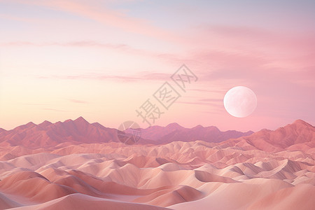 粉色日出的沙漠图片