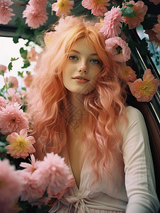 粉色头发的女孩图片
