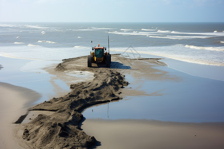 泥泞沙滩上的卡车图片
