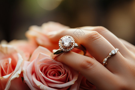 闪亮的钻石戒指背景图片