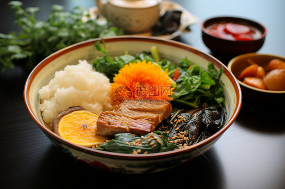 营养丰盛的日式午餐图片