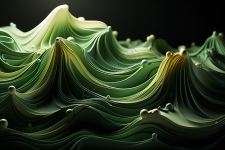 梦幻科技梦幻的绿色波浪插画