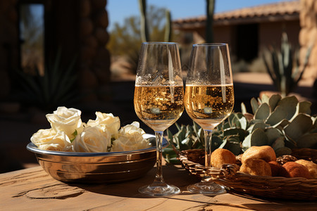 浪漫的香槟酒杯图片
