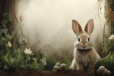 奇妙森林中的兔子图片