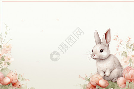 卡通兔子创意背景背景图片