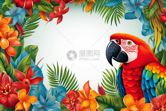 创意背景中的热带鹦鹉图片