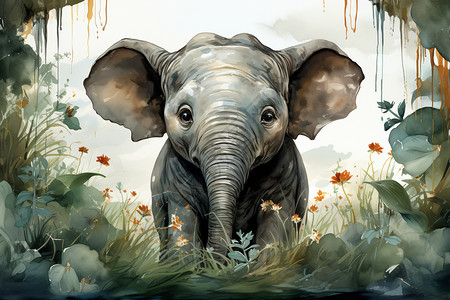 创意艺术的大象插图高清图片