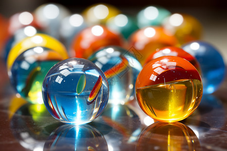 童年乐趣的彩色玻璃球图片