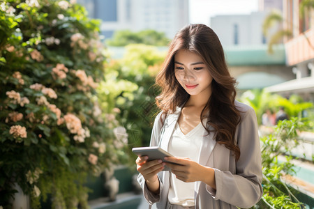 沟通客户的商务女子图片