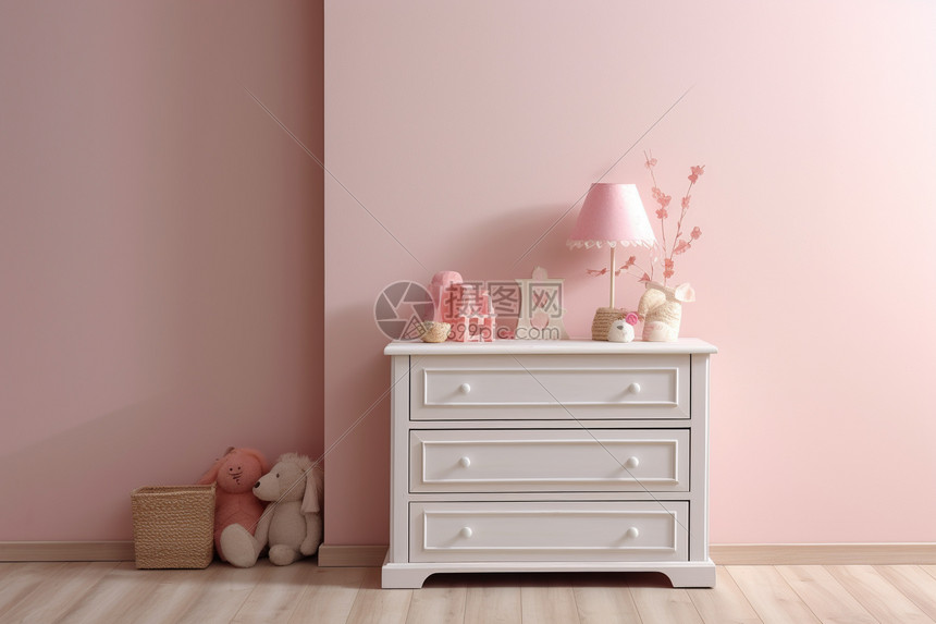 粉色装饰的卧室儿童房图片