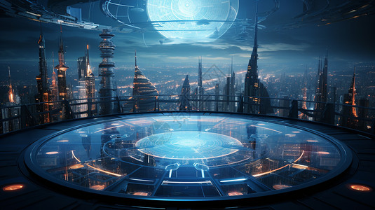未来感科技城市的天台图片