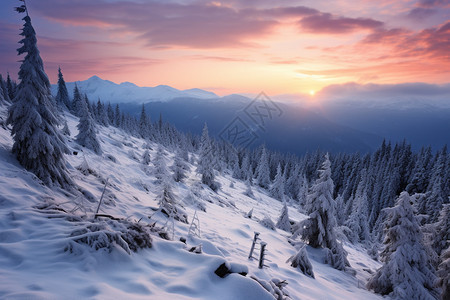 自然雪山的风景图片