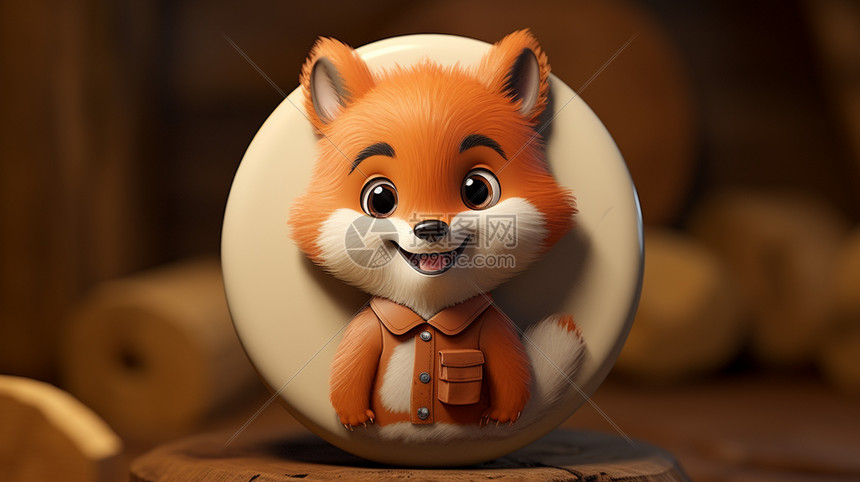 可爱的立体小狐狸徽章图片