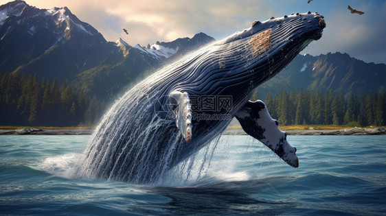 深海中的座头鲸图片