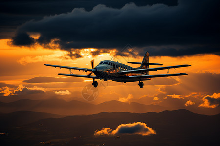 天空中的小型运输飞机背景图片