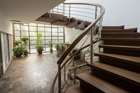 室内的木质楼梯建筑图片