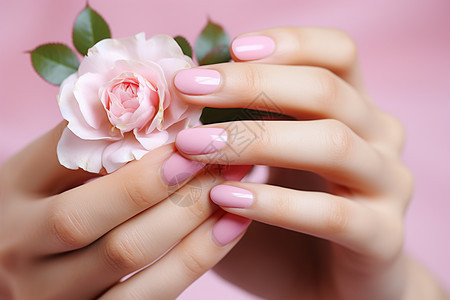 粉色的花朵和粉色的指甲图片