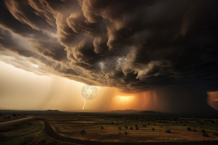 夏季草原上的暴风雨图片