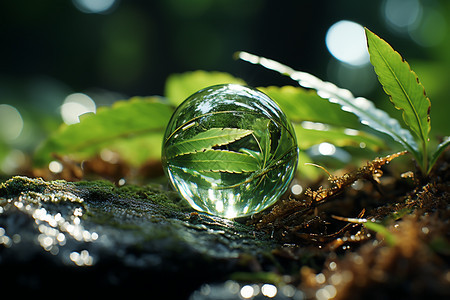 户外苔藓上的水珠图片