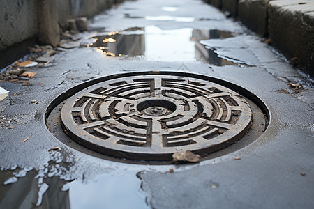 道路中的井盖背景图片