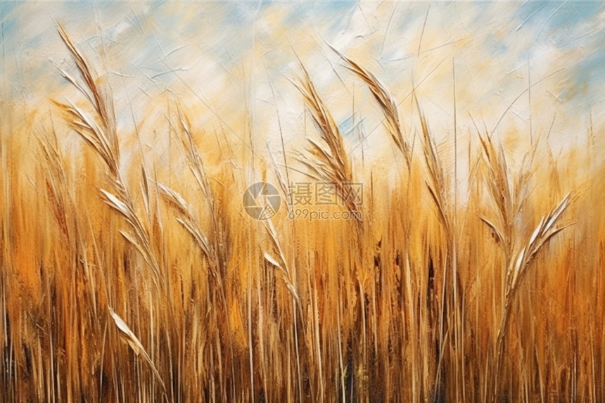 秋天金黄色的稻田图片