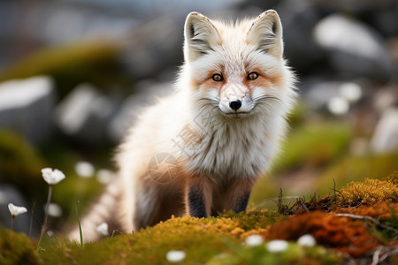 白色皮毛的狐狸动物图片