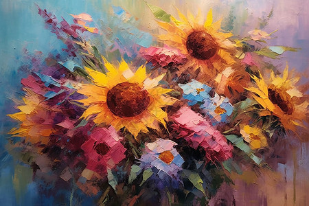 创意艺术美感的向日葵花束图片