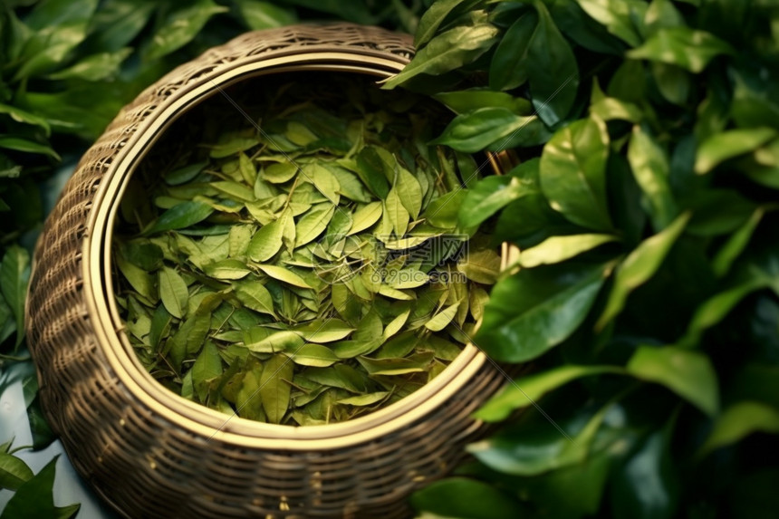 正在晾晒的新鲜茶叶图片